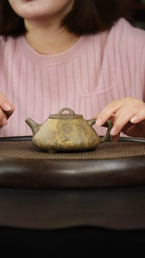 茶壶紫砂青段高温烧 八方石瓢