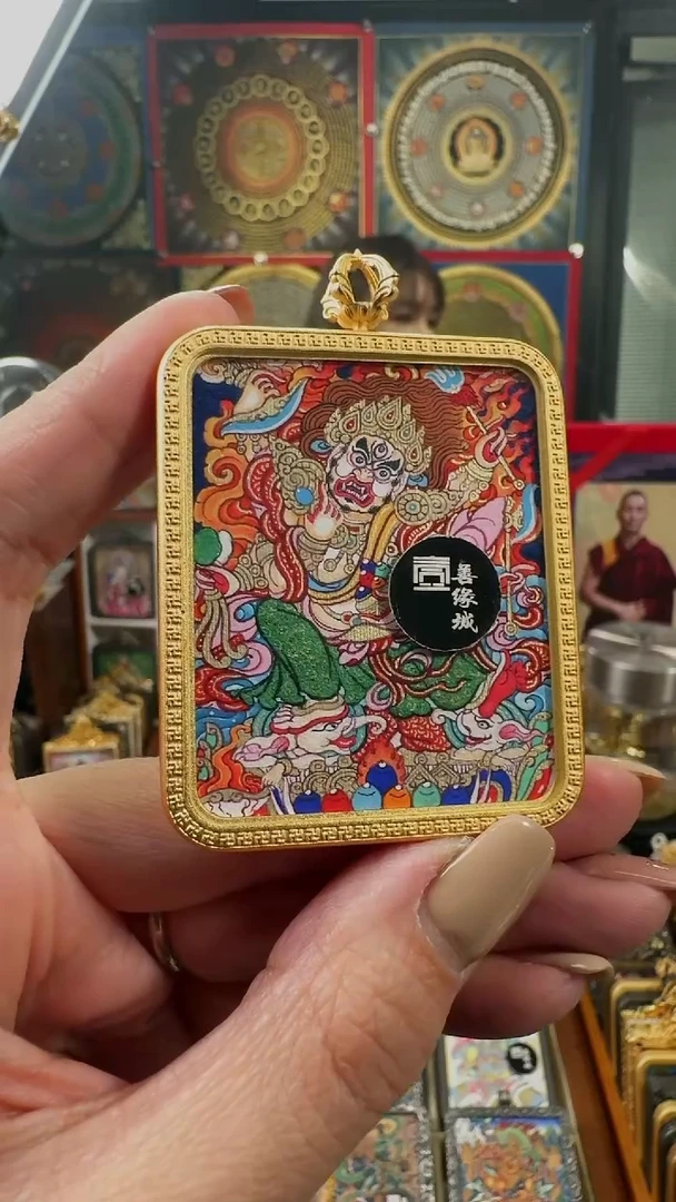 吊坠壹善缘城手绘唐卡白六臂