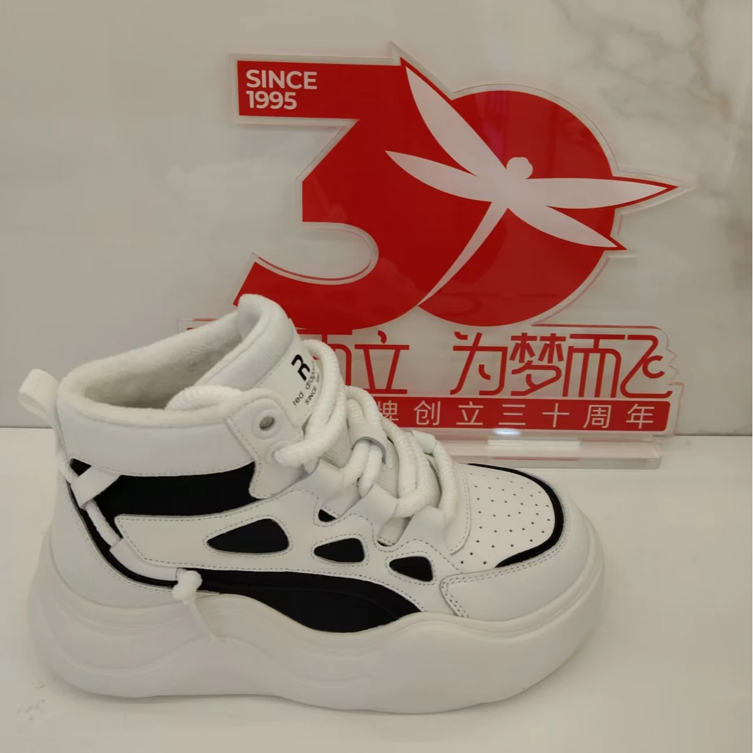 （304）秋冬薄绒小白鞋休闲女鞋真皮