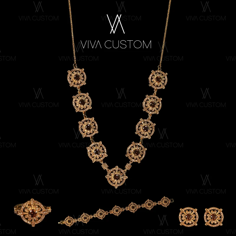 铜合金合成锆石耳饰 小众设计系列 精致典雅花开朵朵套装