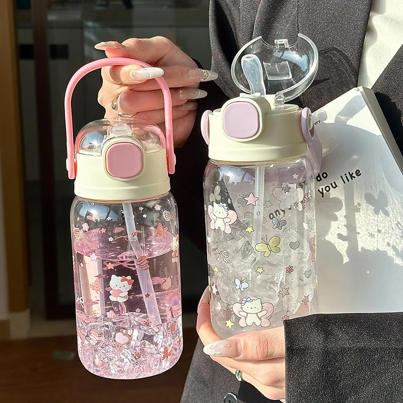 水杯夏天幼儿园吸管杯ins女孩塑料杯耐高温简约学生新款上学水瓶
