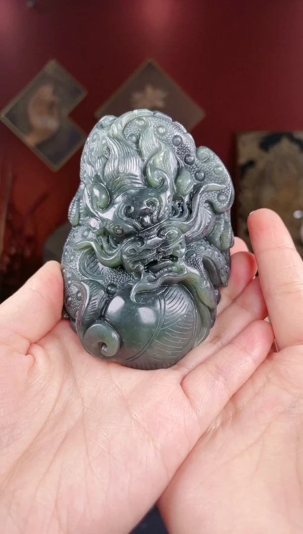 【闪购商品】和田玉摆件未镶嵌青花龙头