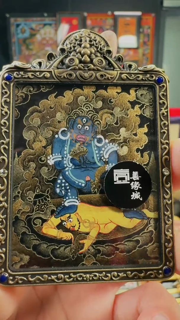 吊坠壹善缘城手绘唐卡黑C