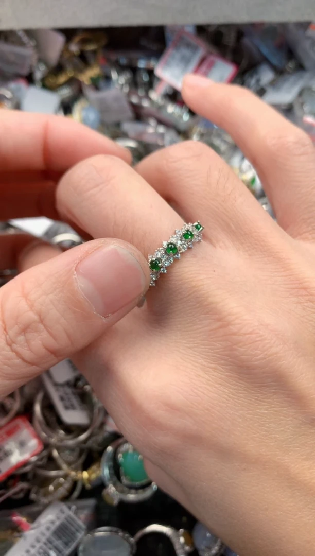 银S925镶嵌戒指翡翠888   3