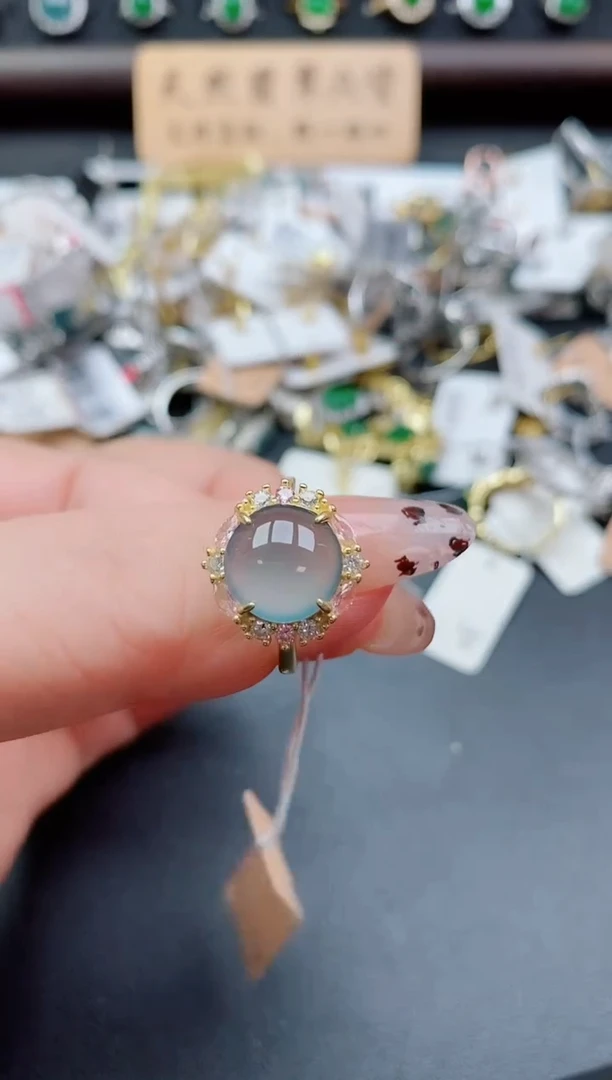 银S925镶嵌戒指翡翠1