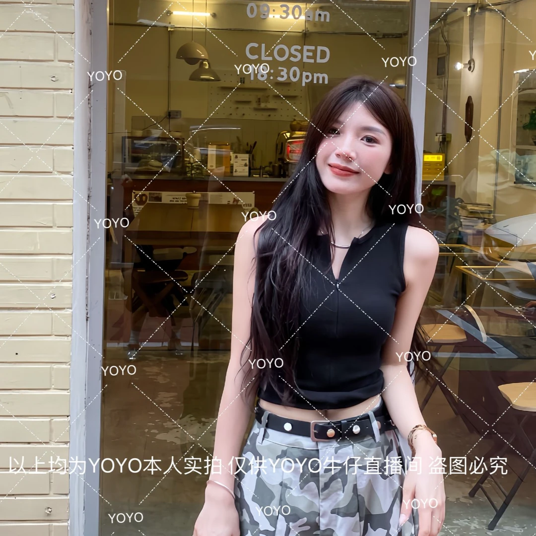 YOYO自制【拉链背心】夏季新款显瘦修身辣妹通勤无袖上衣背心