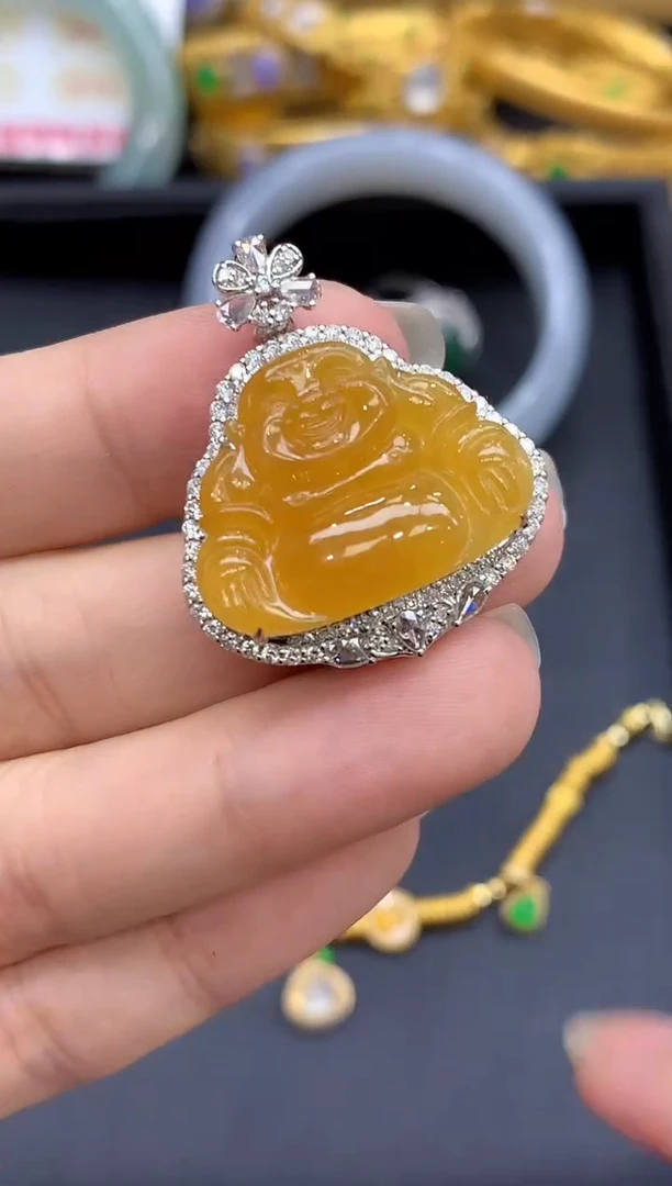 颈饰18K金镶嵌翡翠885-中国好珍宝