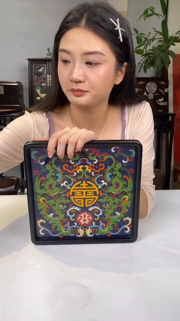 红酸枝木类端景台盘子紫光檀