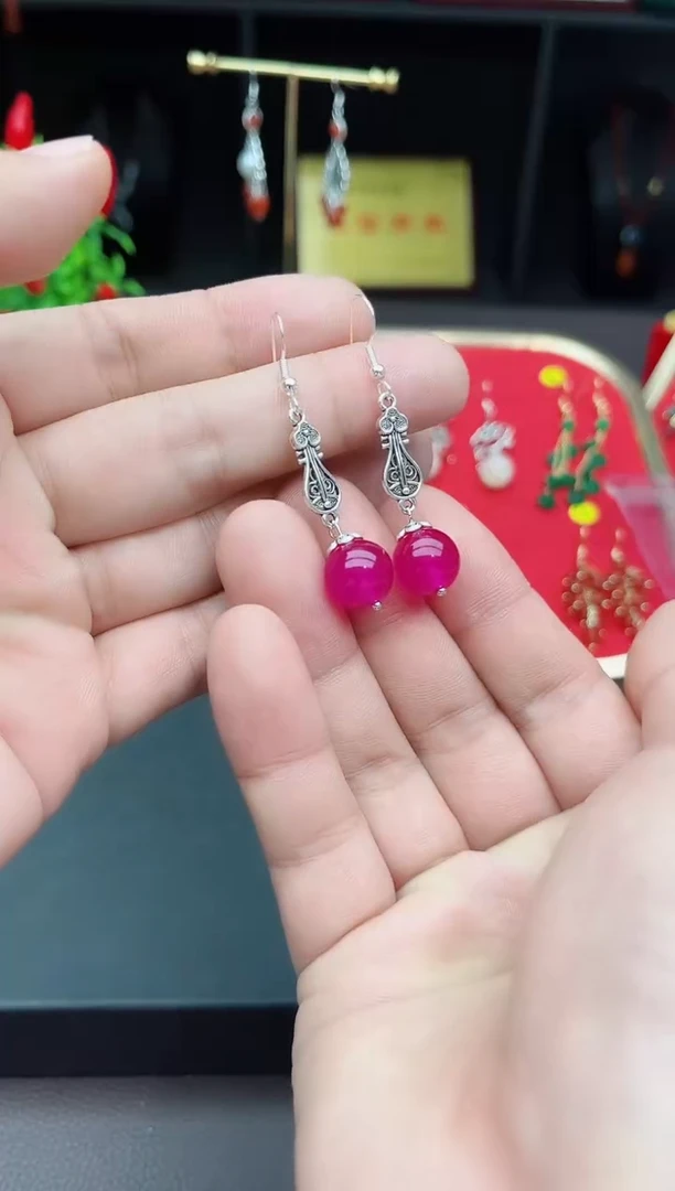 【闪购商品】玛瑙/玉髓耳钉银S925镶嵌205000