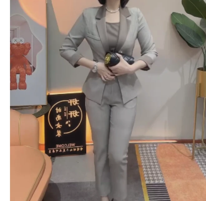 2025春季新款网红同款洋气韩版潮流西装外套裤子两件套CUSD