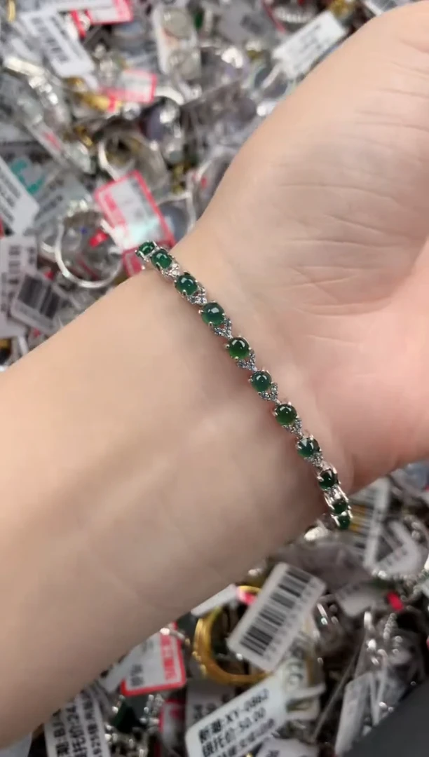 银S925镶嵌戒指翡翠777---9