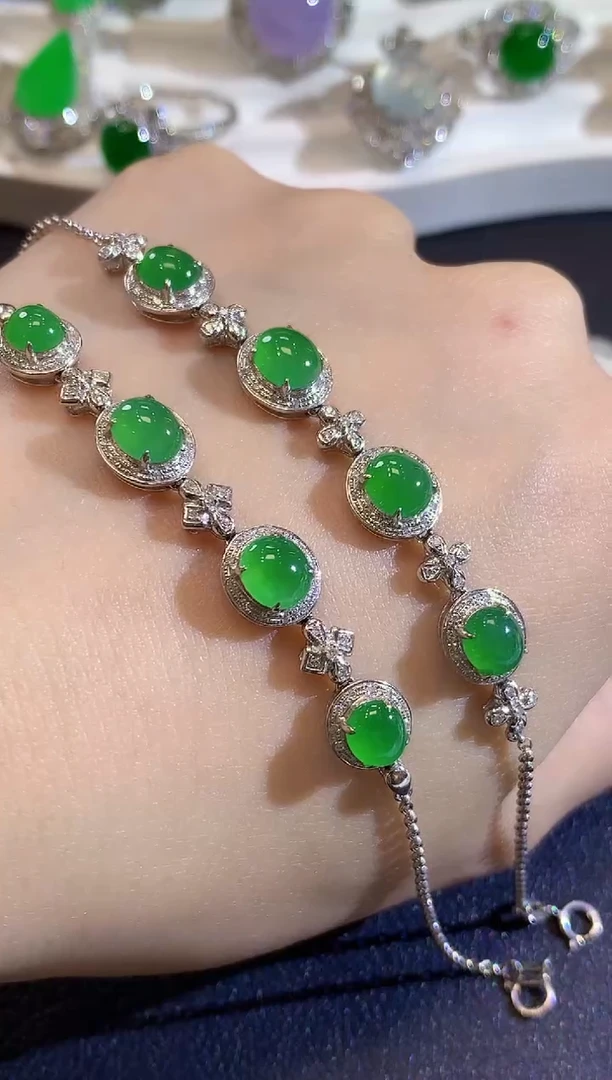 18K金镶嵌手链翡翠A19 多样性发货一件