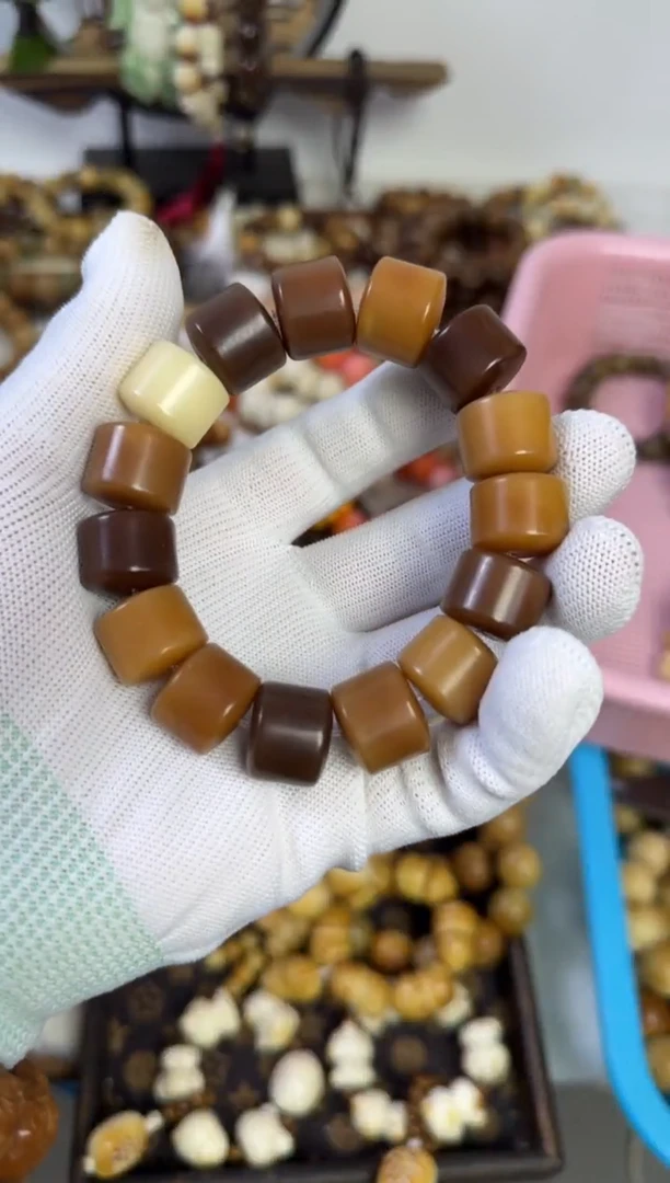 白玉菩提手串17.5金轮