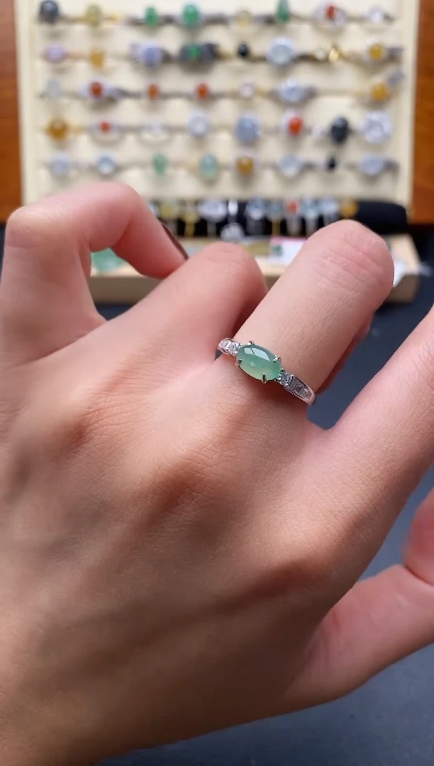 银S925镶嵌戒指翡翠222222+1