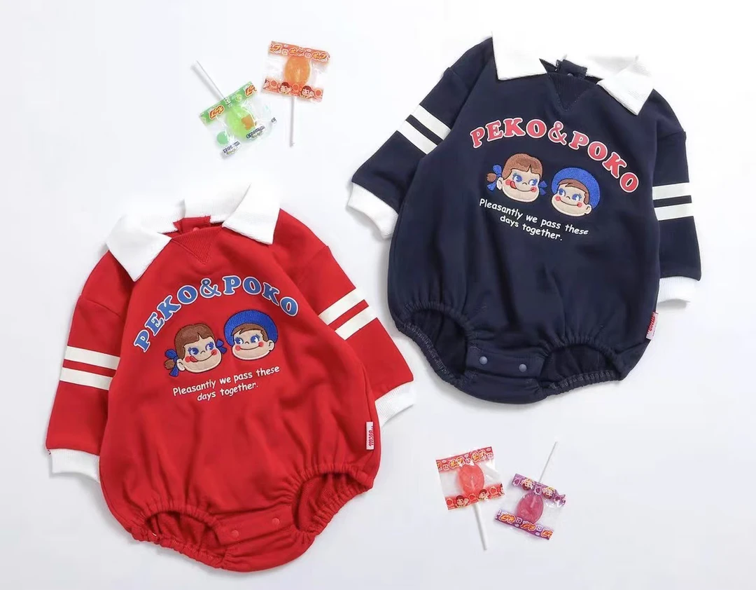 原单秋冬新款不二家兄妹Polo领长袖卫衣包屁