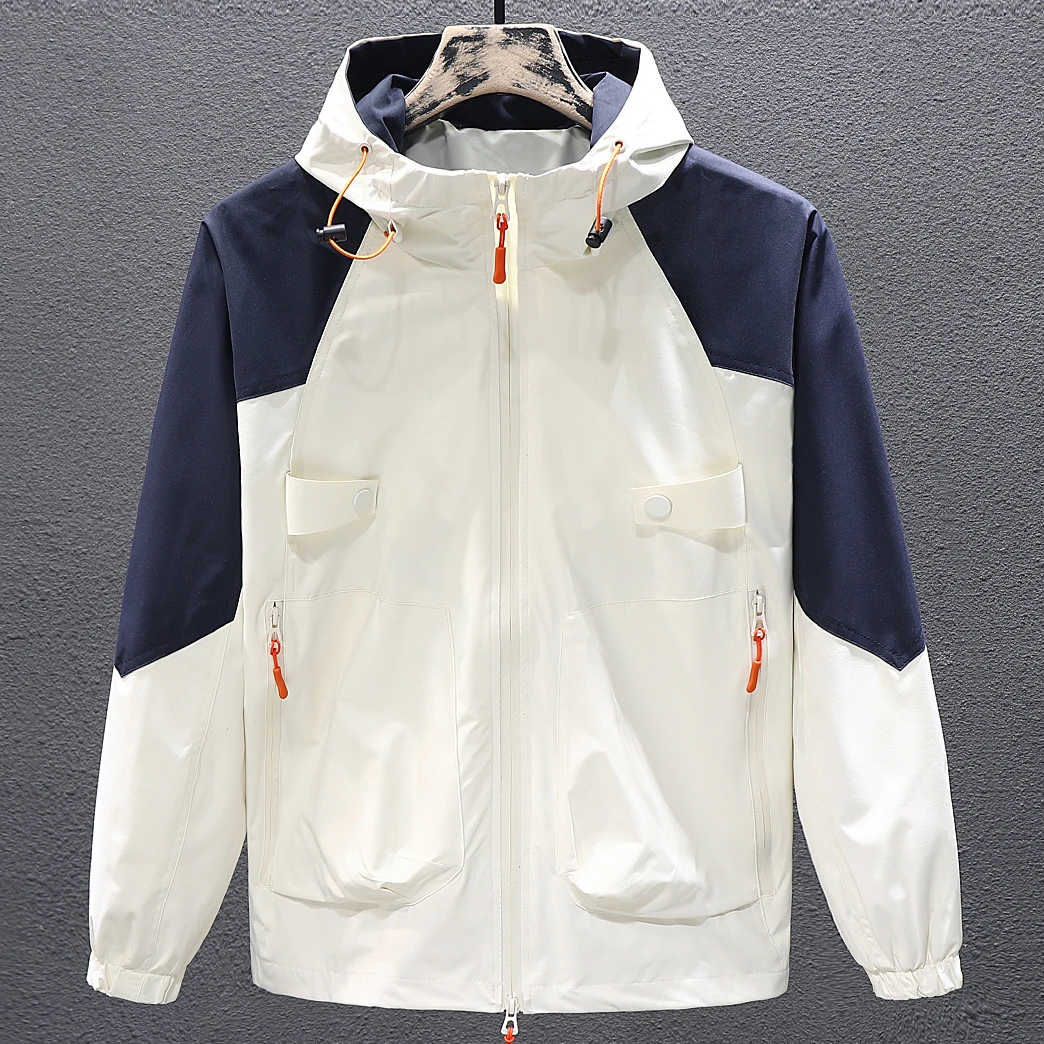 HAESONMENEAT哈逊梅奈复古夹克男士春秋季时尚宽松拼接撞色冲锋衣