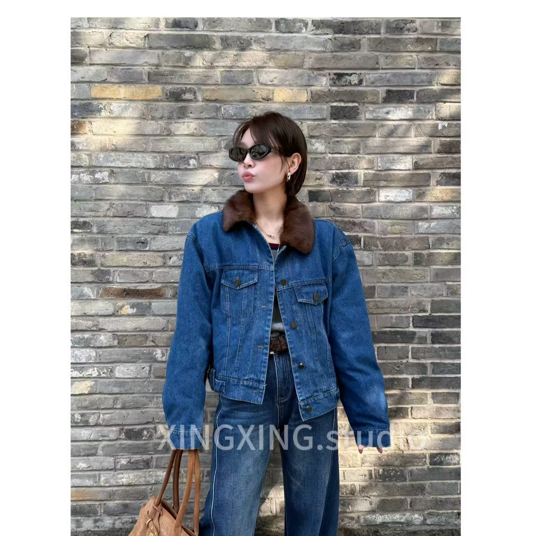 X.x.高端欧货冬季新款时尚牛仔羽绒翻领休闲显瘦羽绒外套258205