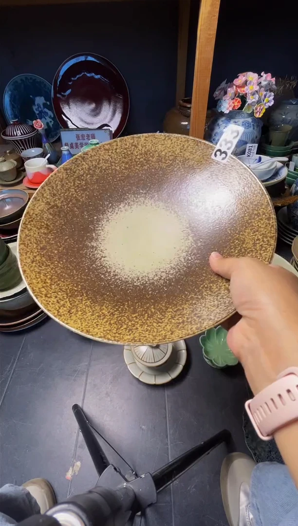 瓷片333十寸小脚浅锅盘20号釉20