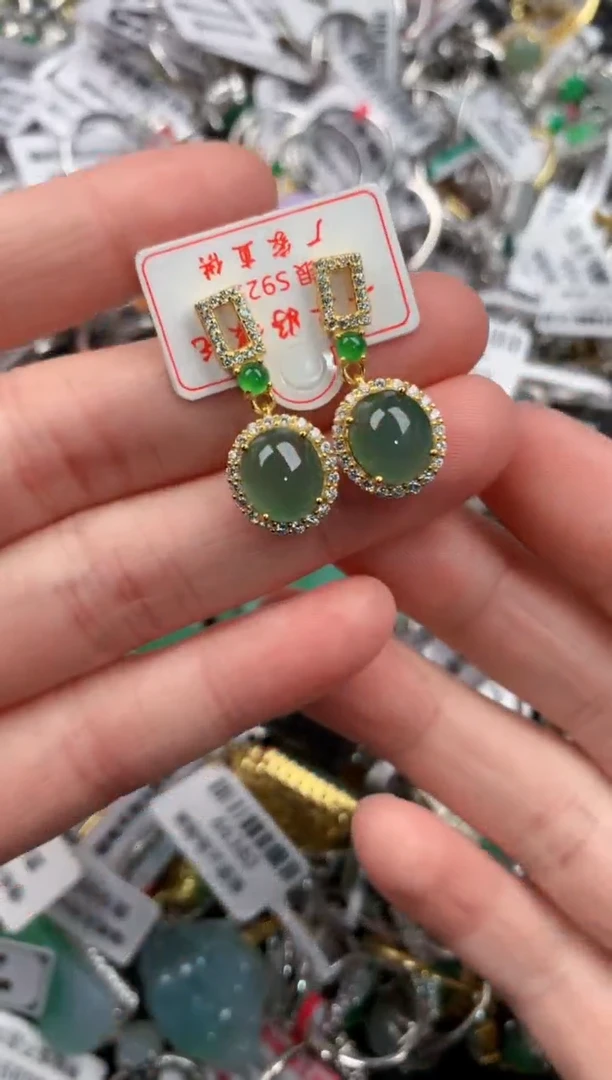 银S925镶嵌戒指翡翠6                9