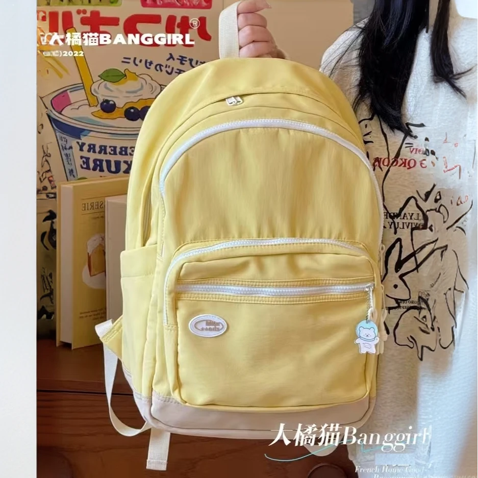 韩系ins风初中生书包女大容量背包简约高颜值大学生轻便旅双肩包