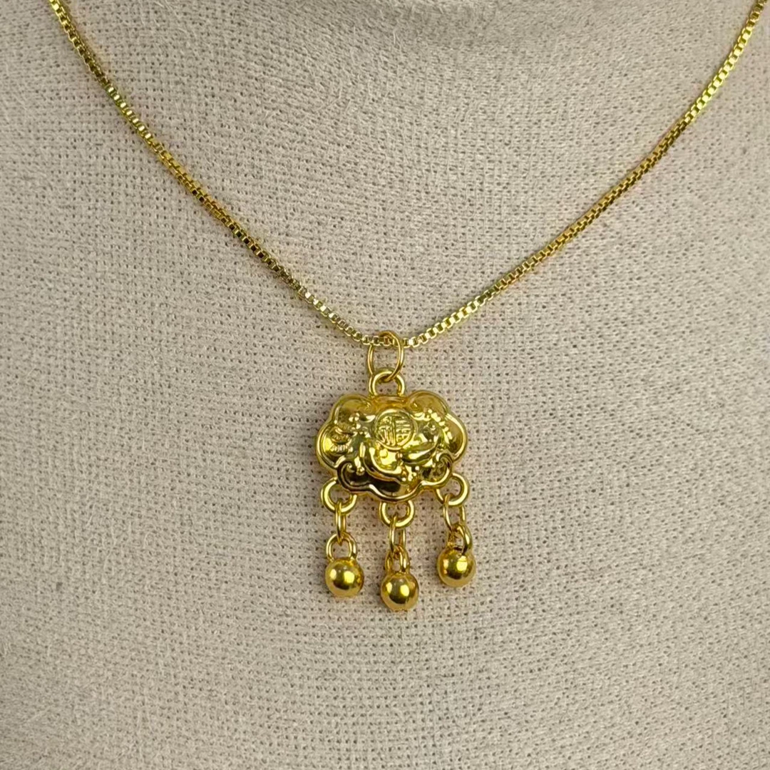 足金999富贵有余锁包送女友小宝宝礼物