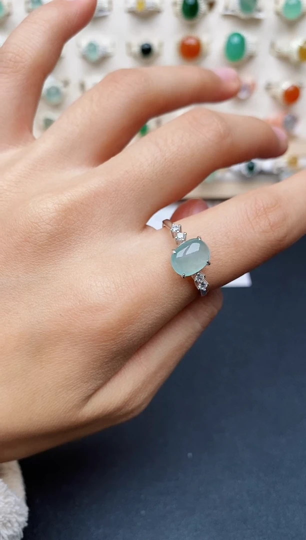 【闪购商品】翡翠戒指银S925镶嵌缅甸翡翠