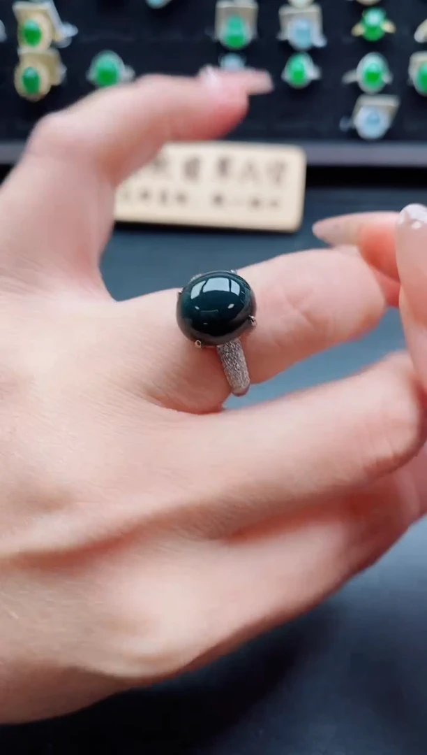 银S925镶嵌戒指翡翠1