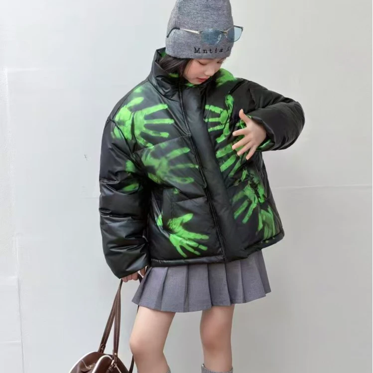 2025新款女童潮酷创意温变韩版棉服中女大童