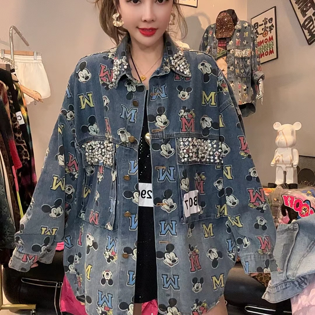 米奇牛仔外套-2025年时尚春季爆款百搭显瘦新款长袖牛仔外套66666