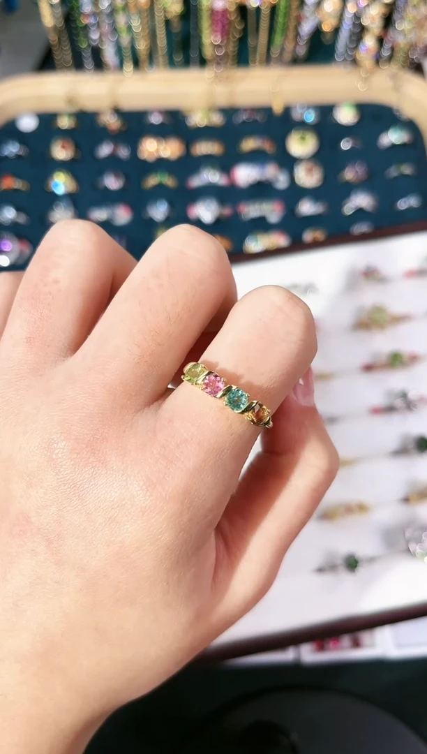 【闪购商品】碧玺戒指银S925镶嵌S-582