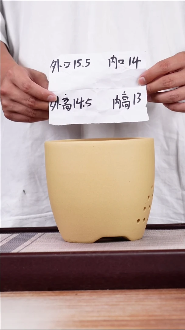 紫砂花盆段泥素面君子兰2号一只带托