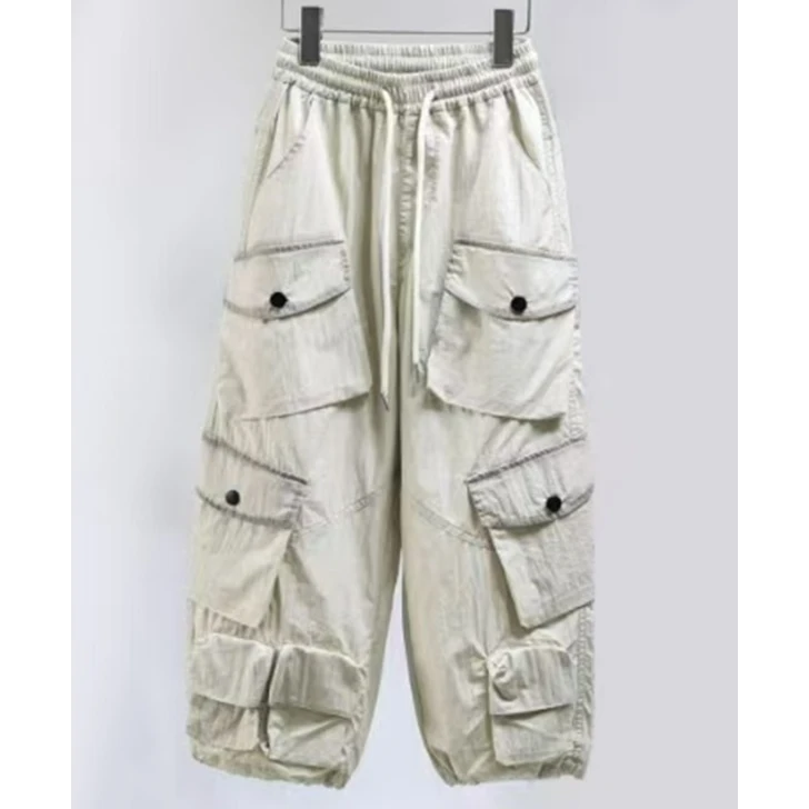 夏季超薄多颜色立体口袋工装裤 脚口可收放b30时尚宽松潮流抽绳