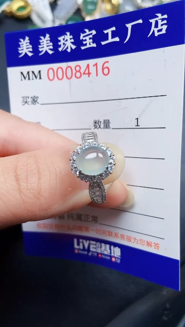 翡翠银S925镶嵌颈饰8416