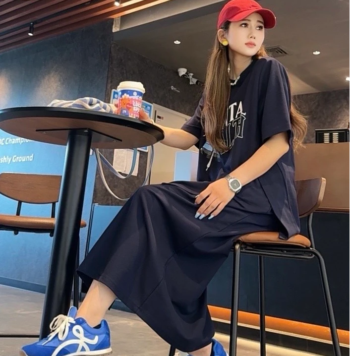 【特价不退换】韩版印花字母鞋子开叉短袖时尚减龄百搭休闲套装气质