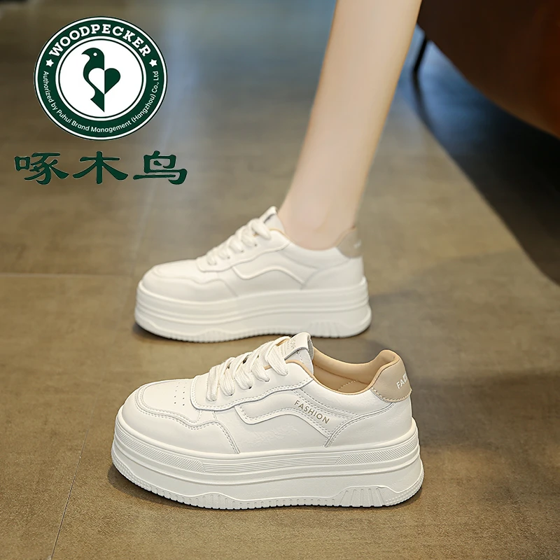 啄木鸟品牌爆款增高厚底小白鞋设计感百搭板鞋显瘦女学生休闲鞋