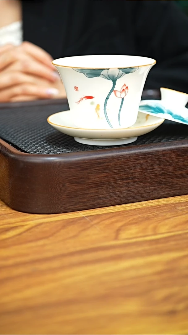 茶杯紫砂景德镇莲花陶瓷盖碗180CC