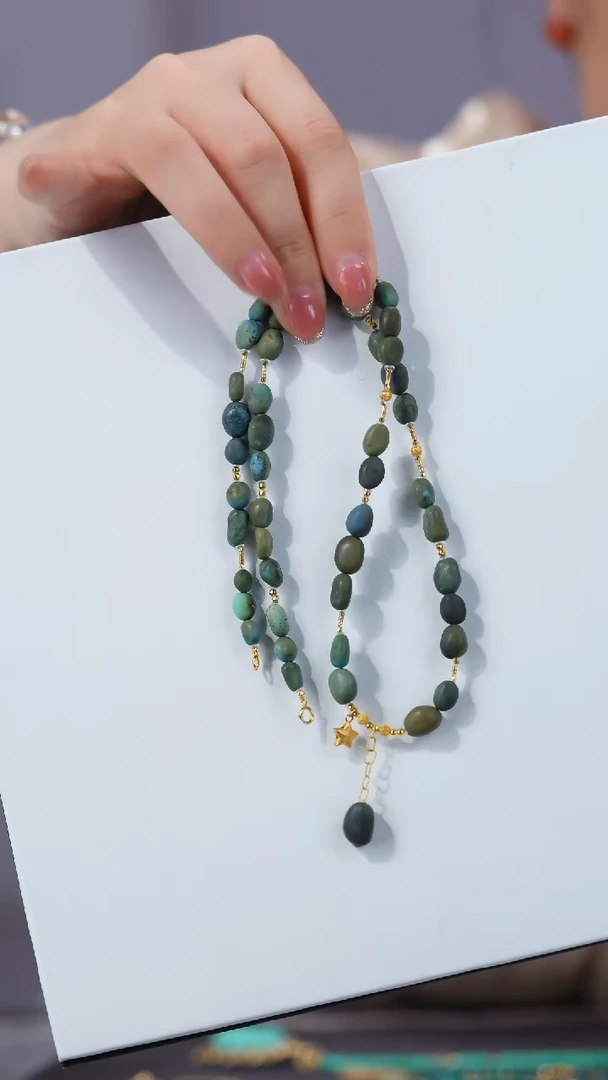 绿松石18K金镶嵌项链1