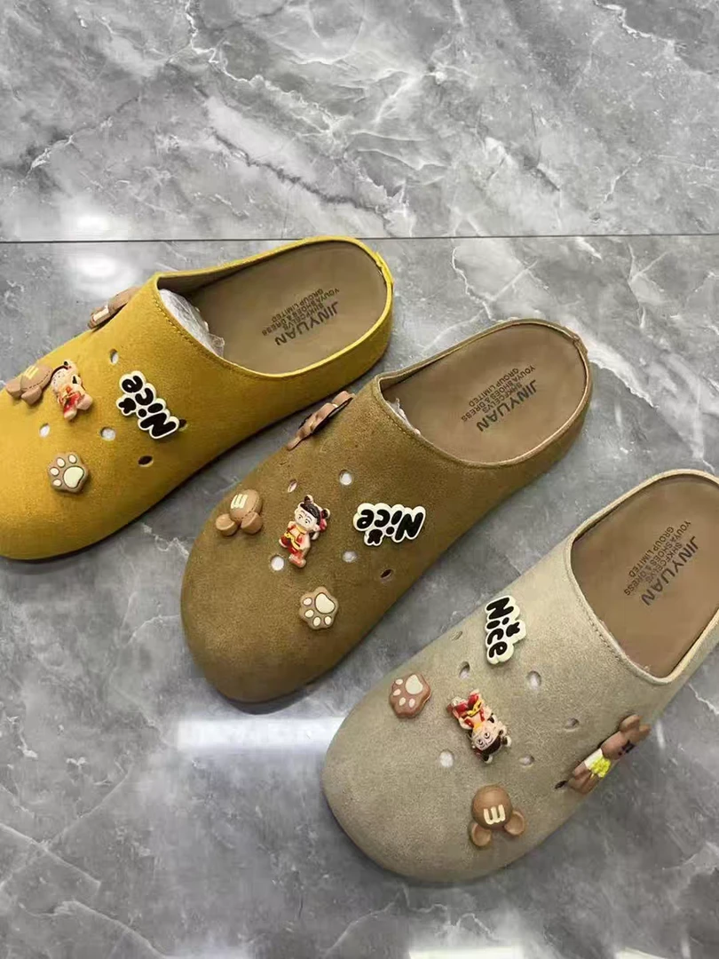 包头休闲风森系风纯色包头拖春季软底凉拖夏季时尚镂空3362