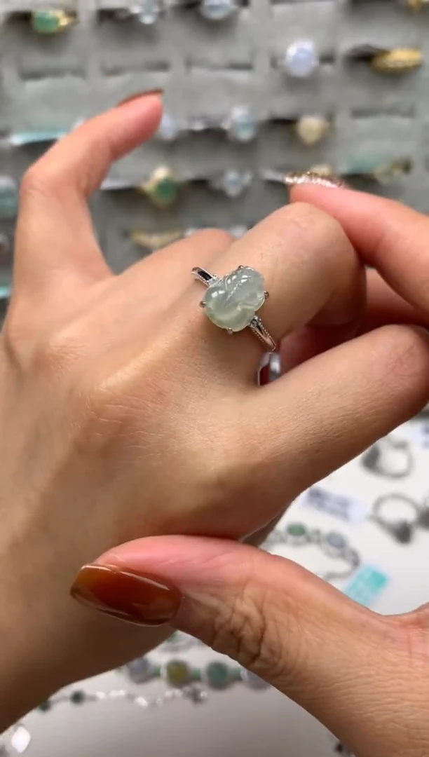 银S925镶嵌戒指翡翠1