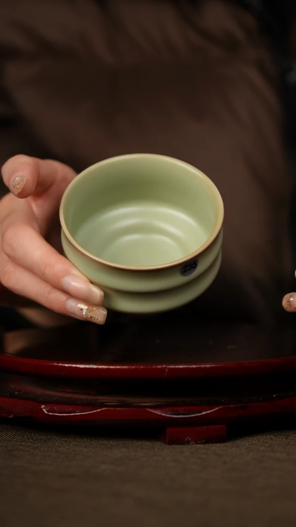 全品 粉青 竹节杯