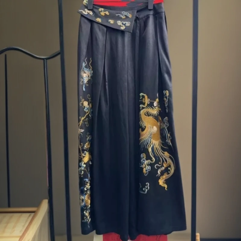 【娇娇美娇】娑尔重缎凤凰刺绣香云纱休闲裤SJ2KB03567