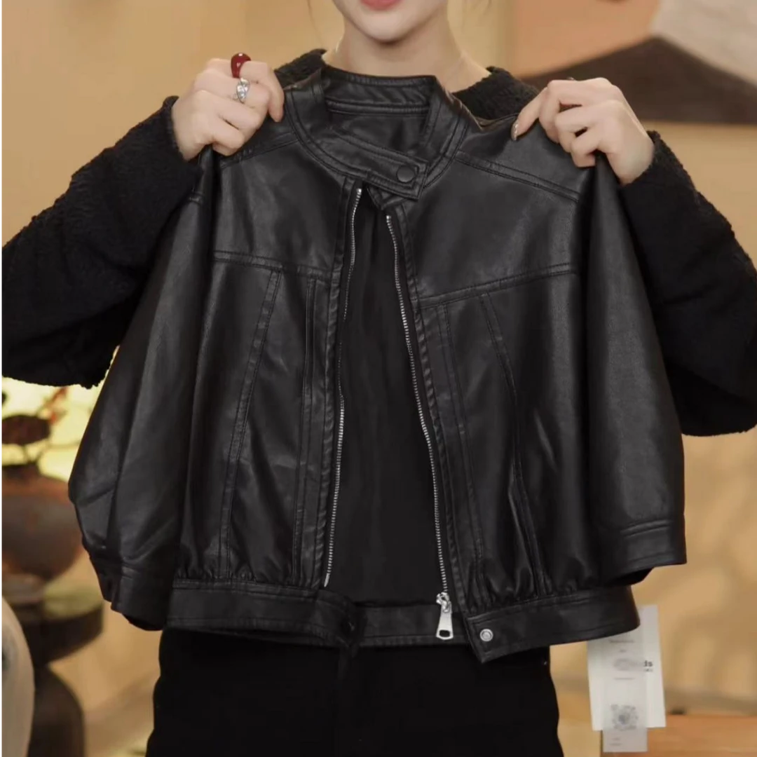2025春秋新款儿童外套新品男女宝宝百搭纯色皮夹克短款皮风衣潮