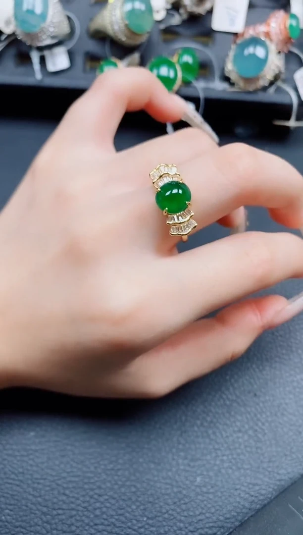 银S925镶嵌戒指翡翠翡翠