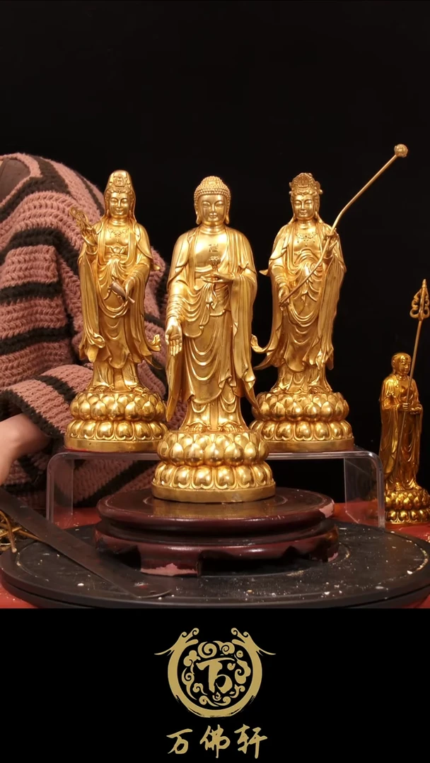 手****光铜器摆件三圣31高