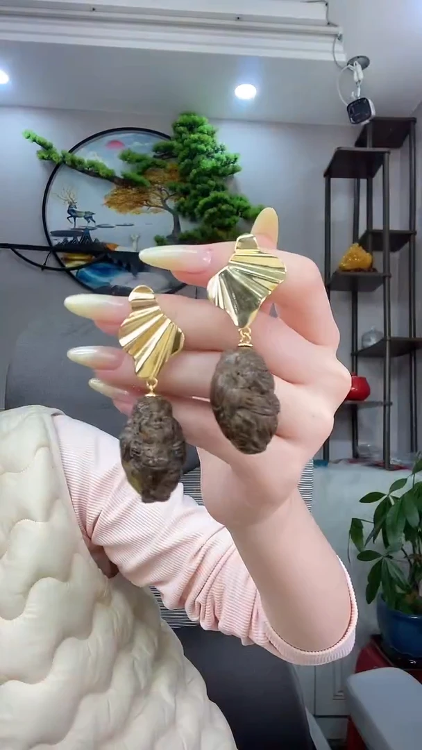 琥珀未镶嵌耳饰耳环