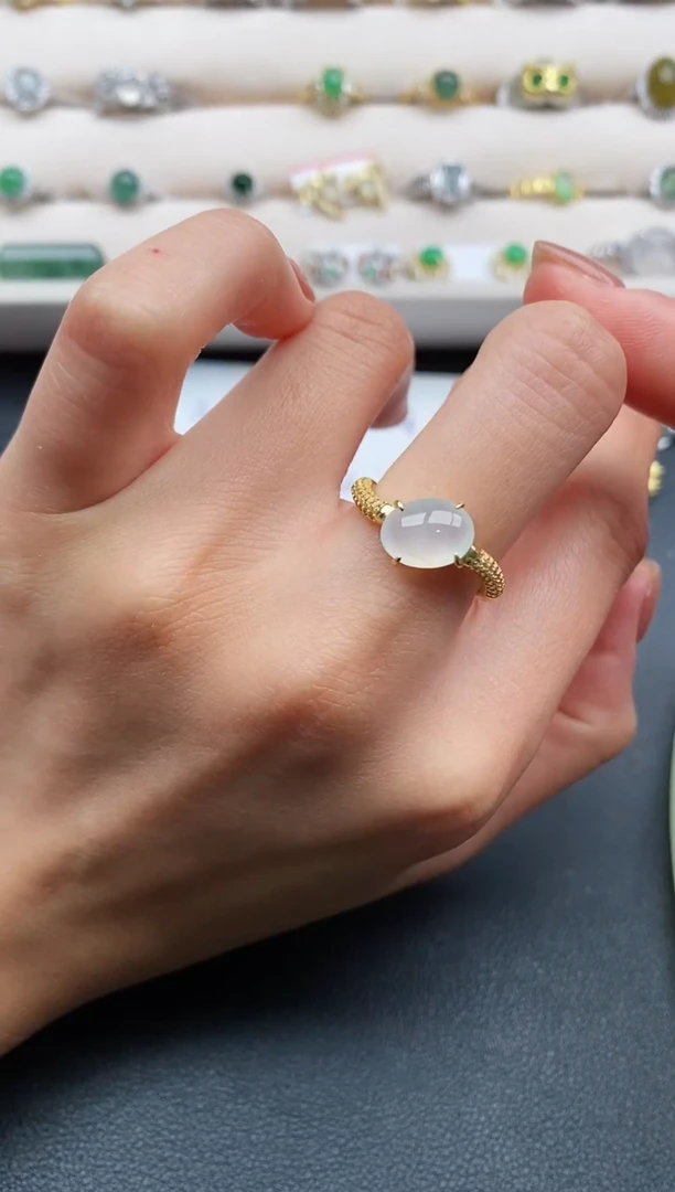 银S925镶嵌戒指翡翠缅甸天然A货翡翠222   10-4