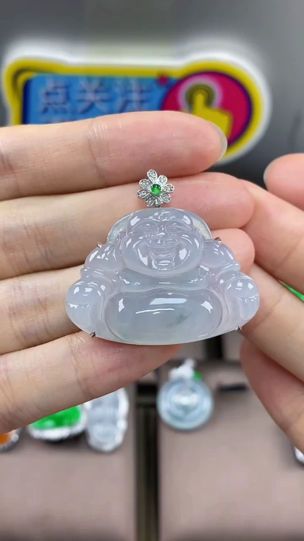 【闪购商品】翡翠吊坠(不含链)18K金镶嵌翡翠包镶佛公