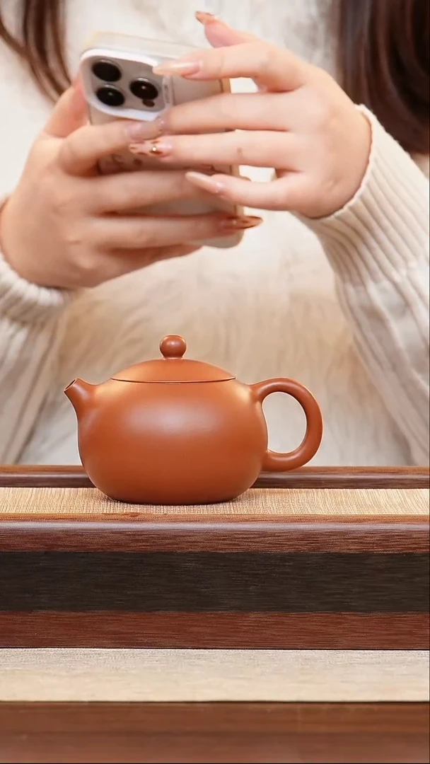 朱泥西施郑老师180cc宜兴手工紫砂壶