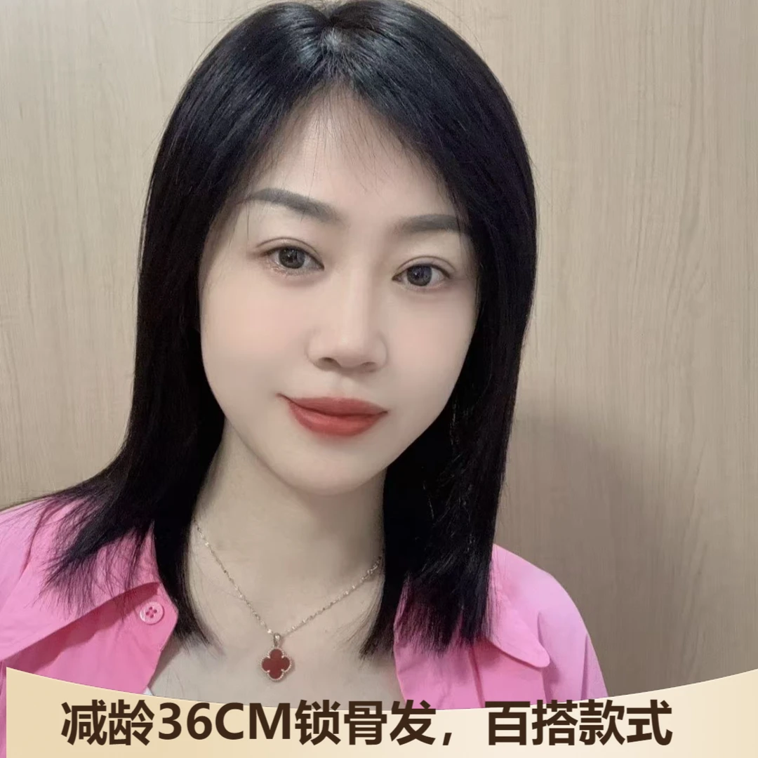 新款纳米膜隐形全手织全真发假发双递针锁骨发头套