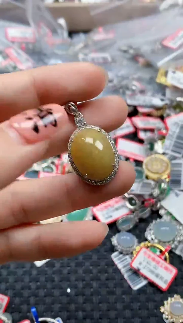 银S925镶嵌戒指翡翠天然A货缅甸翡翠